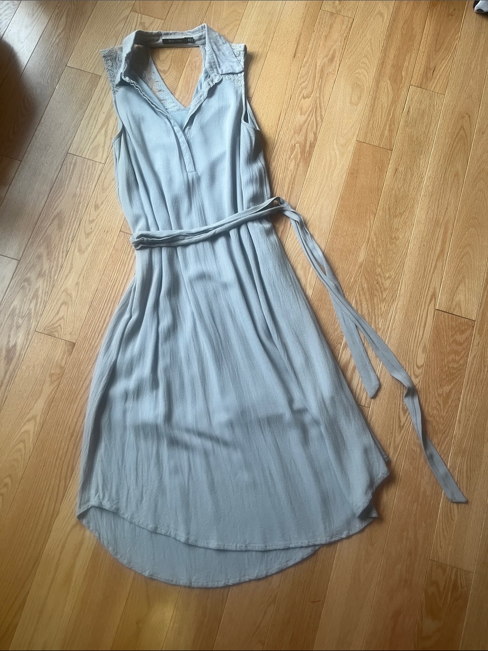 Sleeveless gray belted dress sz S.